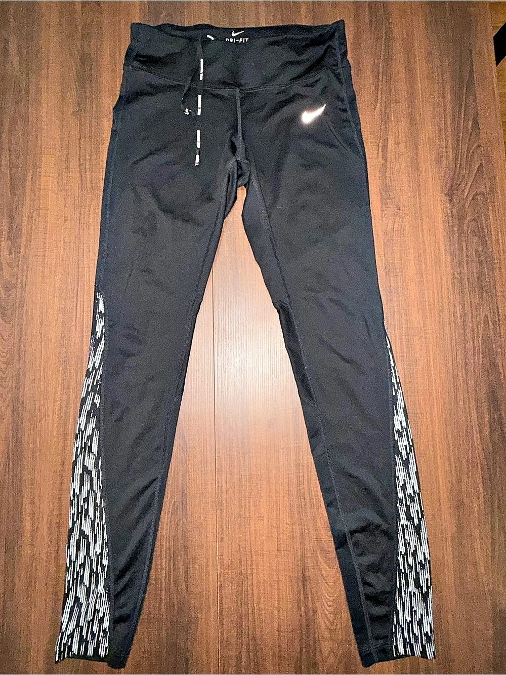 Nike Dri-FIT Running Leggings Black & White Size Medium